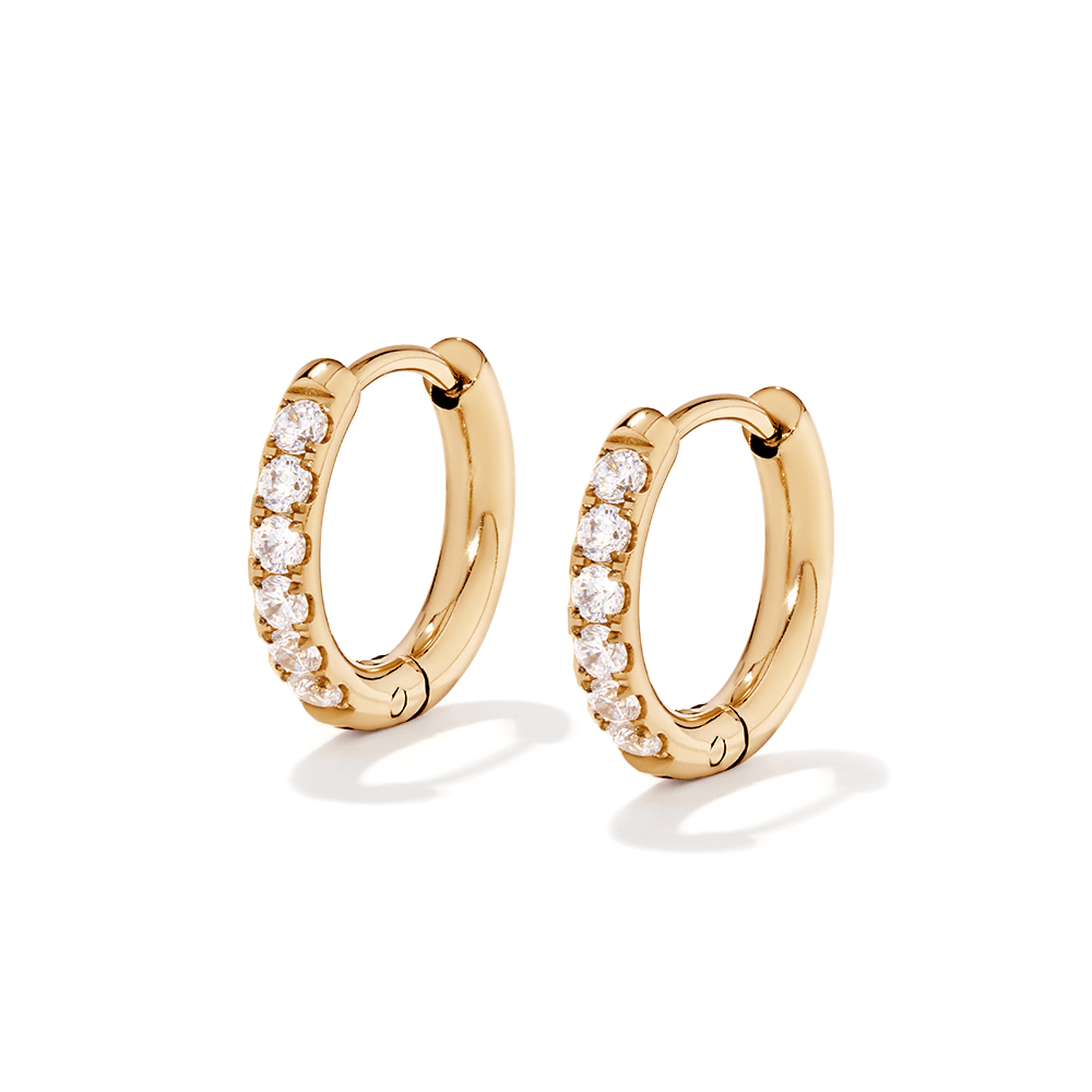 15mm Cubic Zirconia Huggies in PVD Stainless Steel Earrings Bevilles 