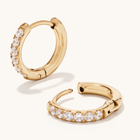 15mm Cubic Zirconia Huggies in PVD Stainless Steel Earrings Bevilles 
