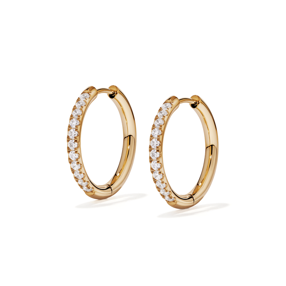 20mm Cubic Zirconia Huggies in Waterproof PVD Stainless Steel Earrings Bevilles 