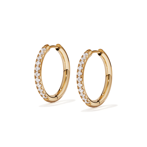 20mm Cubic Zirconia Huggies in Waterproof PVD Stainless Steel Earrings Bevilles 