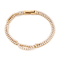 17cm Cubic Zirconia Double Tennis Bracelet in PVD Stainless Steel Bracelets Bevilles 