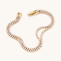 17cm Cubic Zirconia Double Tennis Bracelet in PVD Stainless Steel Bracelets Bevilles 