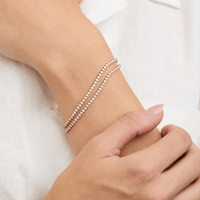 17cm Cubic Zirconia Double Tennis Bracelet in Waterproof PVD Stainless Steel Bracelets Bevilles 