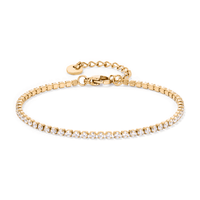 19cm Cubic Zirconia Tennis Bracelet in PVD Stainless Steel Bracelets Bevilles 