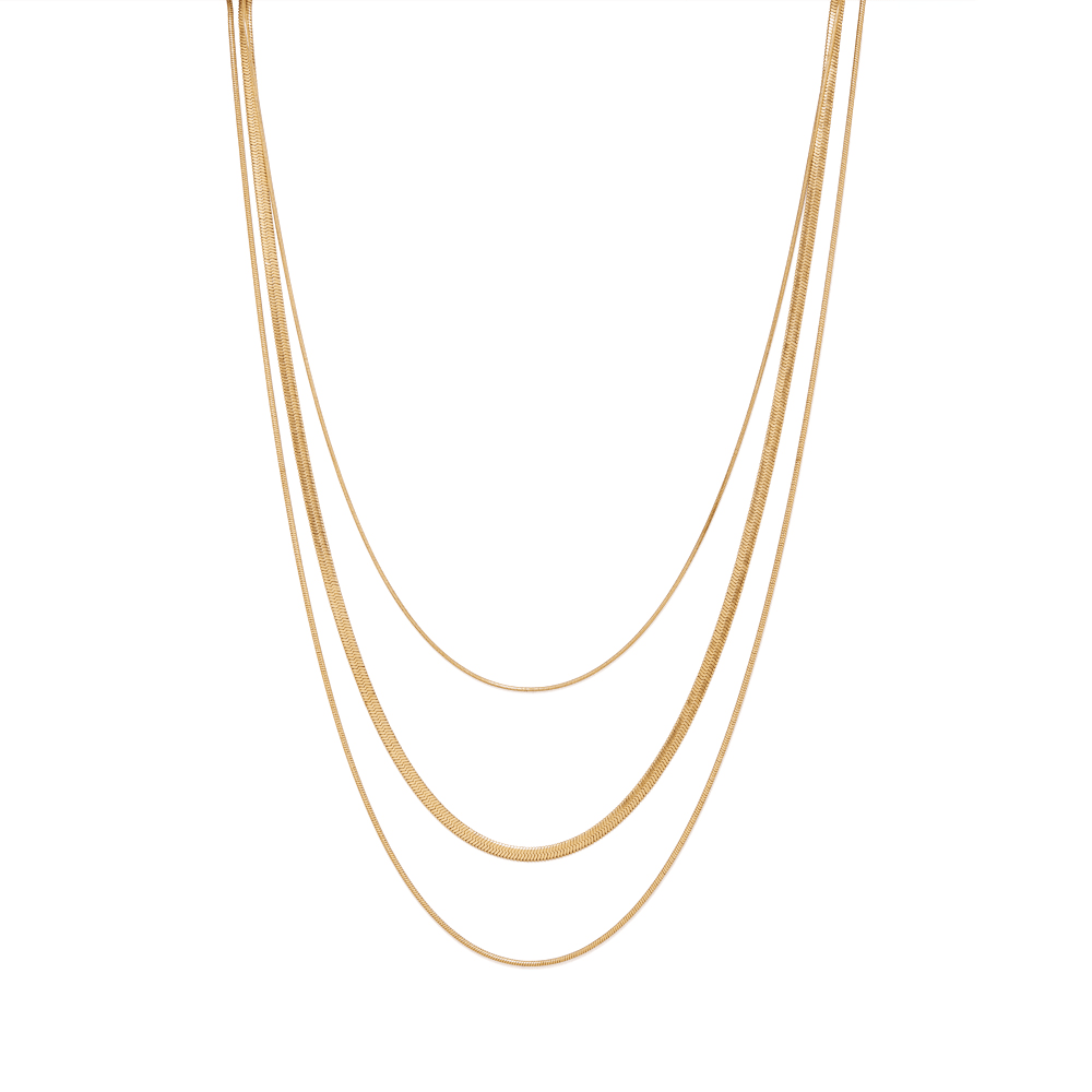34cm Layered Snake Chain Necklace in PVD Stainless Steel Pendants Bevilles 