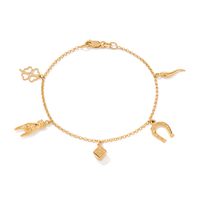 18cm Good Luck Charm Bracelet in 9kt Bonded Gold Silver Filled Bracelets Bevilles 