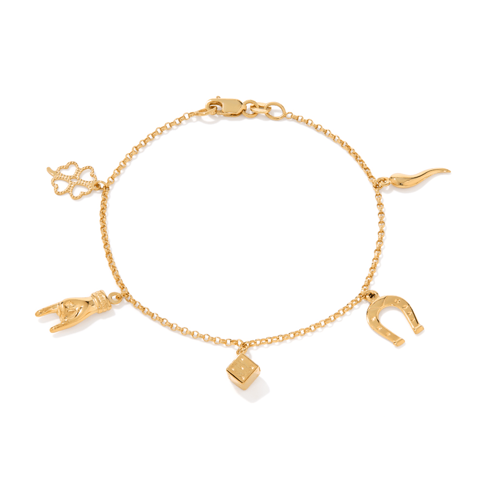 18cm Good Luck Charm Bracelet in 9kt Bonded Gold Silver Filled Bracelets Bevilles 