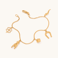 18cm Good Luck Charm Bracelet in 9kt Bonded Gold Silver Filled Bracelets Bevilles 