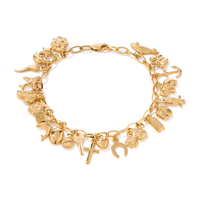 18cm Maximalist Charm Bracelet in 9kt Bonded Gold Silver Filled Bracelets Bevilles 