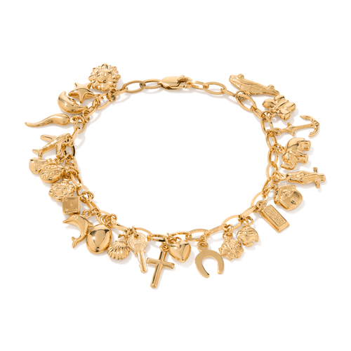 18cm Maximalist Charm Bracelet in 9kt Bonded Gold Silver Filled Bracelets Bevilles 