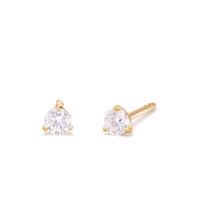 3mm Cubic Zirconia Studs in 18kt Fine Gold Plated Sterling Silver Earrings Bevilles 