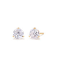 7mm Cubic Zirconia Studs in 18kt Fine Gold Plated Sterling Silver Earrings Bevilles 