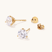 7mm Cubic Zirconia Studs in 18kt Fine Gold Plated Sterling Silver Earrings Bevilles 