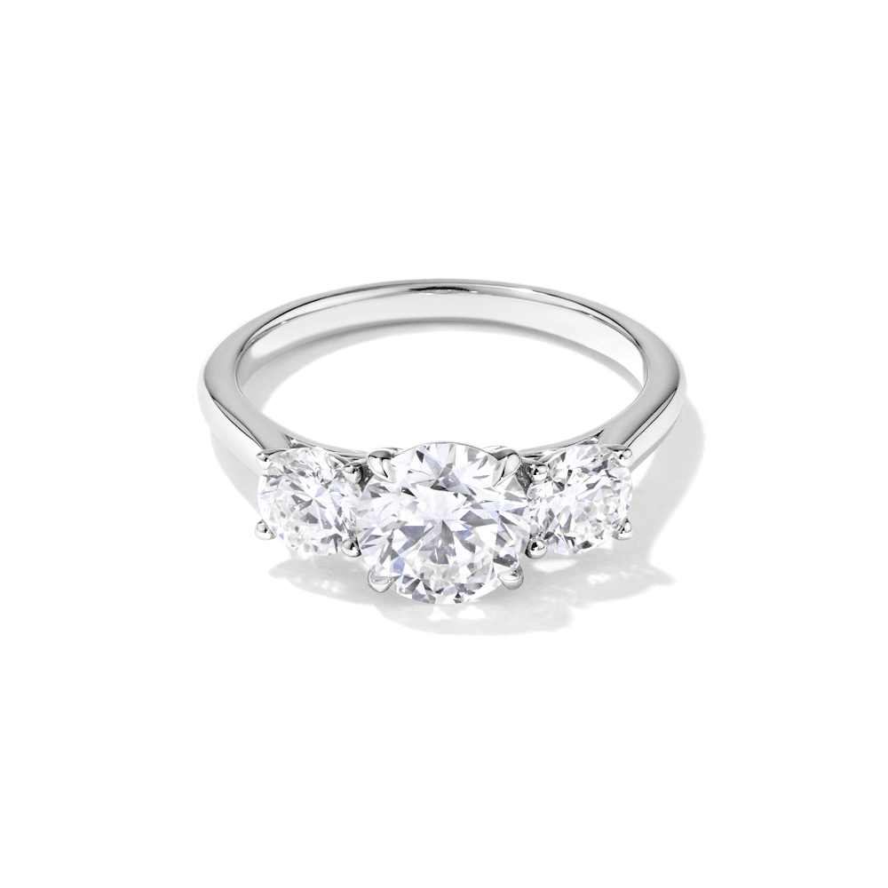 Three Stone Ring with 2.00tw of Laboratory-Grown Diamonds in Sterling Silver and Rhodium Rings Bevilles 