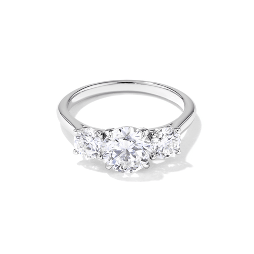 Three Stone Ring with 2.00tw of Laboratory-Grown Diamonds in Sterling Silver and Rhodium Rings Bevilles 