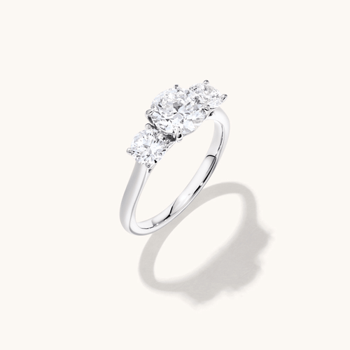 Three Stone Ring with 2.00tw of Laboratory-Grown Diamonds in Sterling Silver and Rhodium Rings Bevilles 