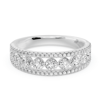 Graduated Dress Ring with 1.00tw of Laboratory-Grown Diamonds in Sterling Silver and Platinum Rings Bevilles 
