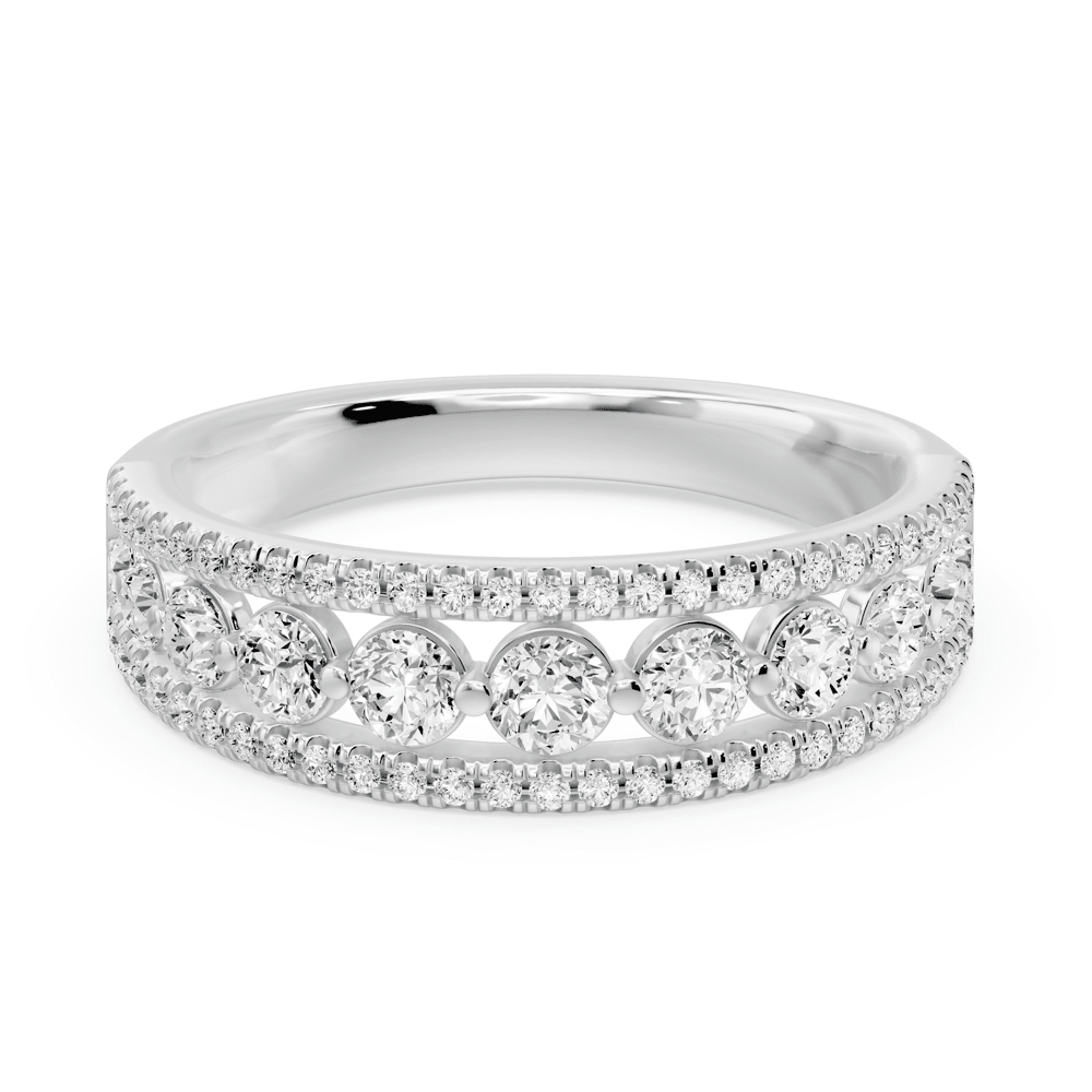 Graduated Dress Ring with 1.00tw of Laboratory-Grown Diamonds in Sterling Silver and Platinum Rings Bevilles 