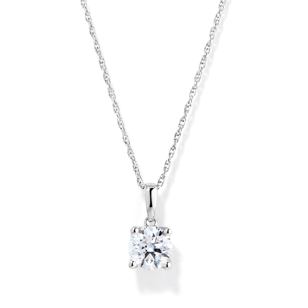 45cm 1.00ct Solitaire Laboratory-Grown Diamond Pendant Necklace in Sterling Silver and Platinum Pendants Bevilles 
