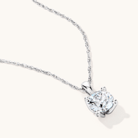 45cm 1.00ct Solitaire Laboratory-Grown Diamond Pendant Necklace in Sterling Silver and Platinum Pendants Bevilles 