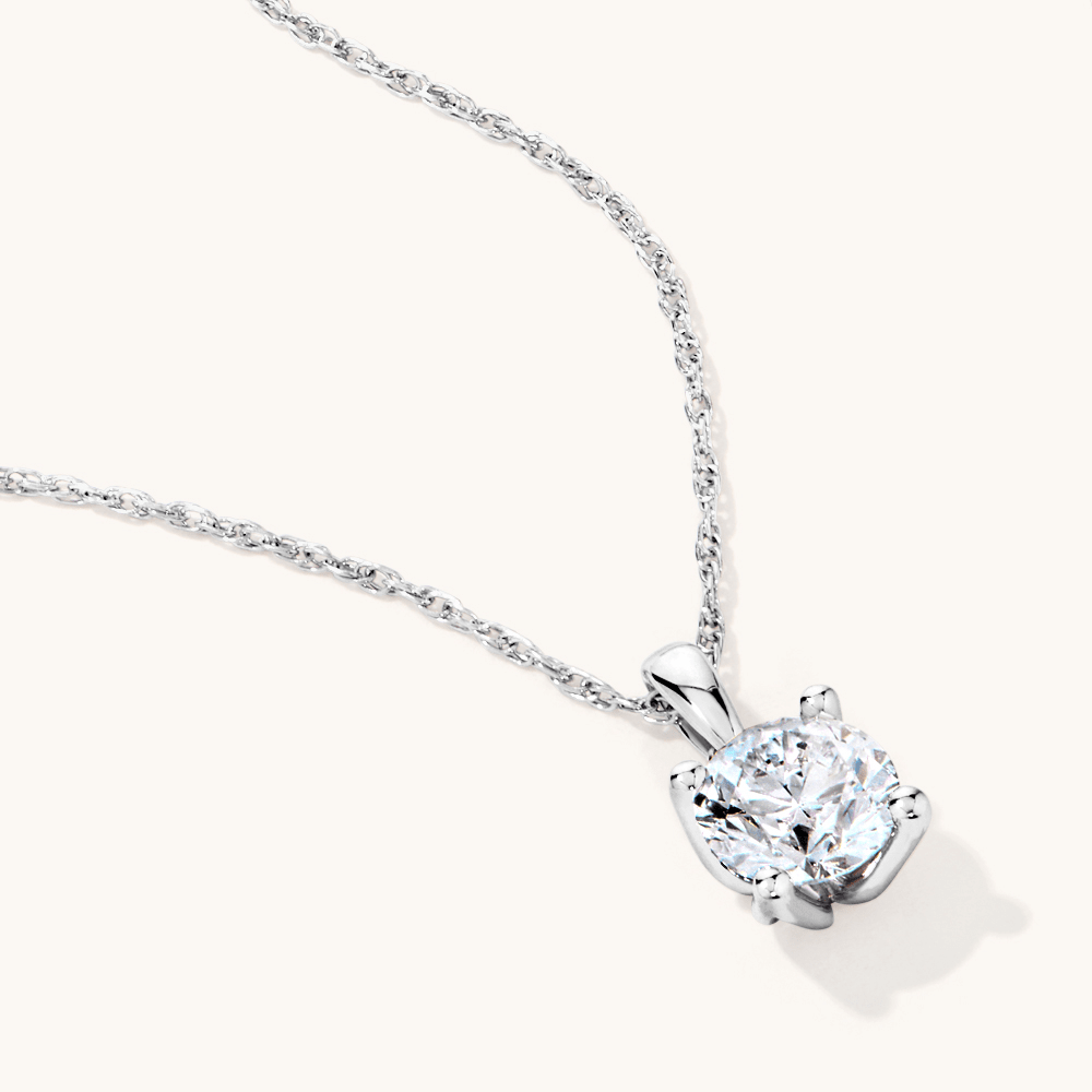 45cm 1.00ct Solitaire Laboratory-Grown Diamond Pendant Necklace in Sterling Silver and Platinum Pendants Bevilles 