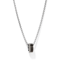 60cm Bead Necklace with Crystal in Stainless Steel Pendants Bevilles 