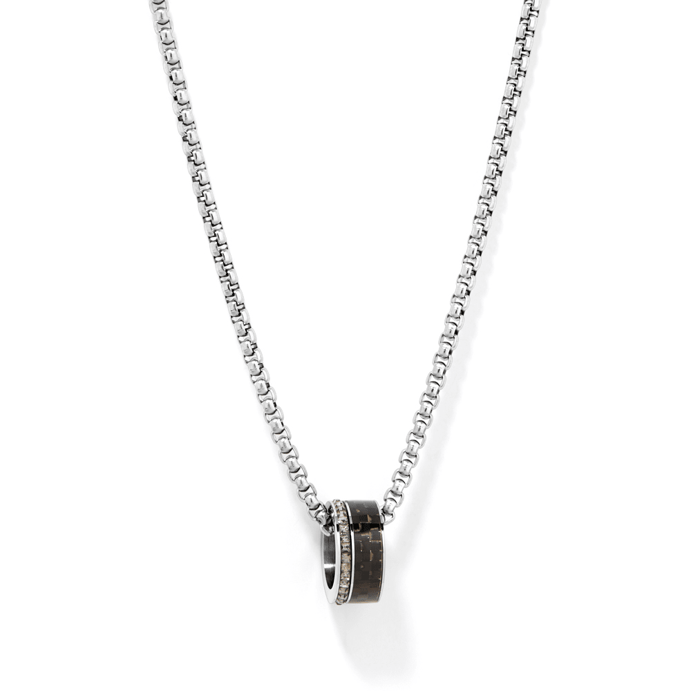 60cm Bead Necklace with Crystal in Stainless Steel Pendants Bevilles 