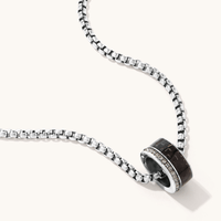 60cm Bead Necklace with Crystal in Stainless Steel Pendants Bevilles 