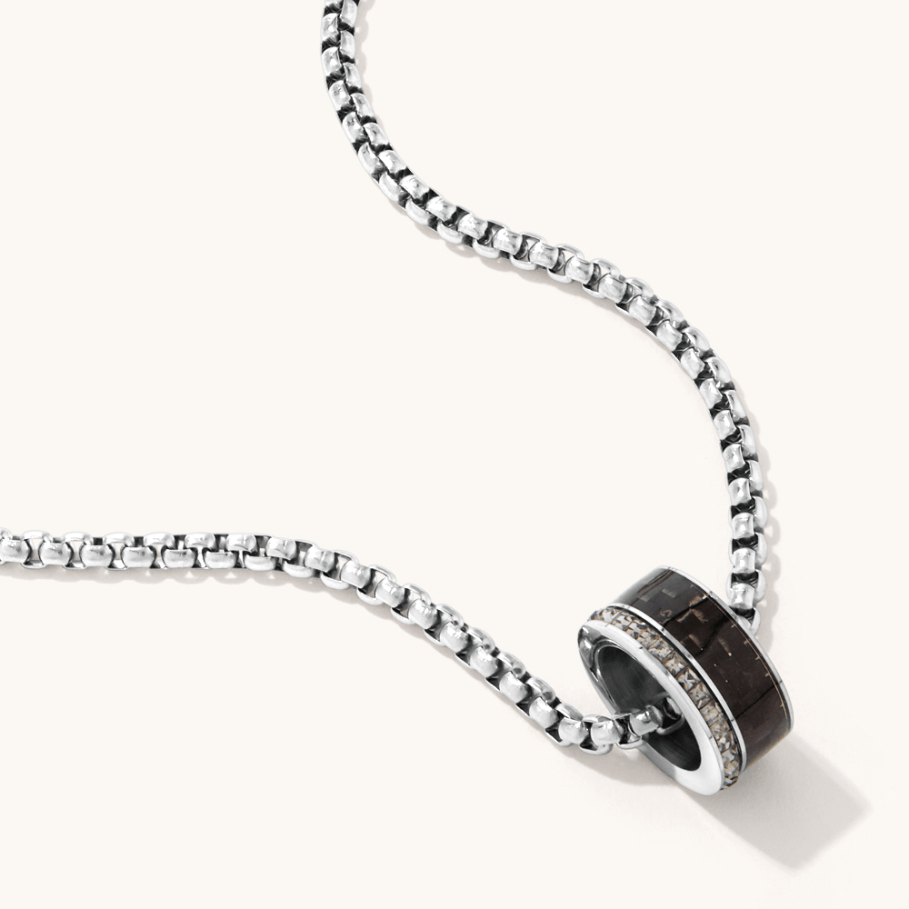 60cm Bead Necklace with Crystal in Stainless Steel Pendants Bevilles 