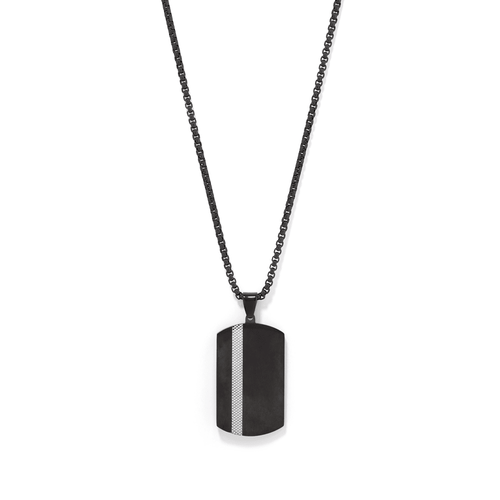 60cm Striped Dog Tag in Stainless Steel Pendants Bevilles 