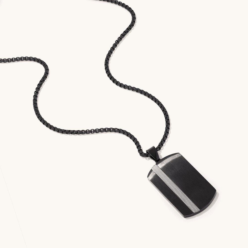 60cm Striped Dog Tag in Stainless Steel Pendants Bevilles 