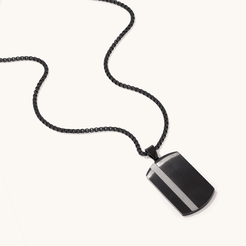 60cm Striped Dog Tag in Stainless Steel Pendants Bevilles 