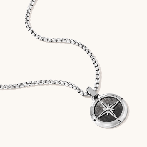 60cm Compass Necklace in Stainless Steel Pendants Bevilles 