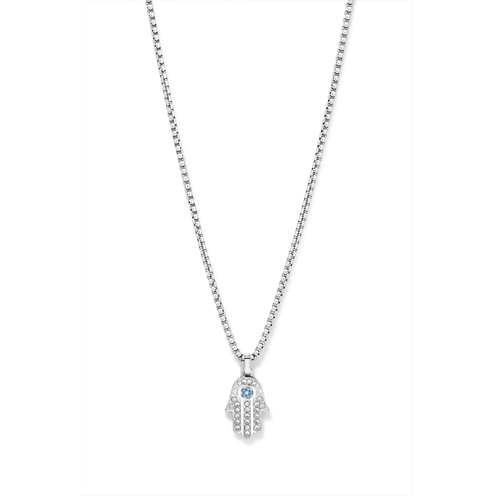 60cm Hamsa Necklace with Cubic Zirconia in Stainless Steel Pendants Bevilles 