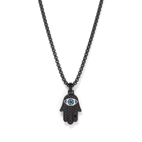 60cm Hamsa Necklace with Cubic Zirconia in Stainless Steel Pendants Bevilles 
