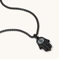60cm Hamsa Necklace with Cubic Zirconia in Stainless Steel Pendants Bevilles 