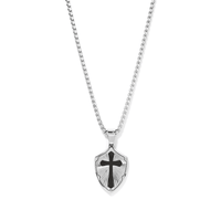 60cm Cross Shield Necklace in Stainless Steel Pendants Bevilles 
