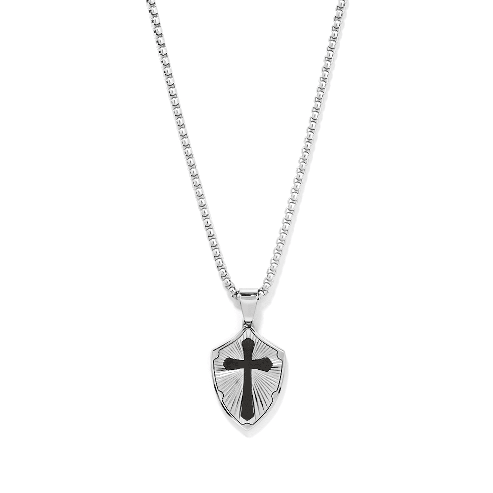 60cm Cross Shield Necklace in Stainless Steel Pendants Bevilles 
