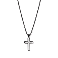 60cm Sunburst Cross with Cubic Zirconia Accent in Stainless Steel Pendants Bevilles 