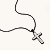 60cm Sunburst Cross with Cubic Zirconia Accent in Stainless Steel Pendants Bevilles 