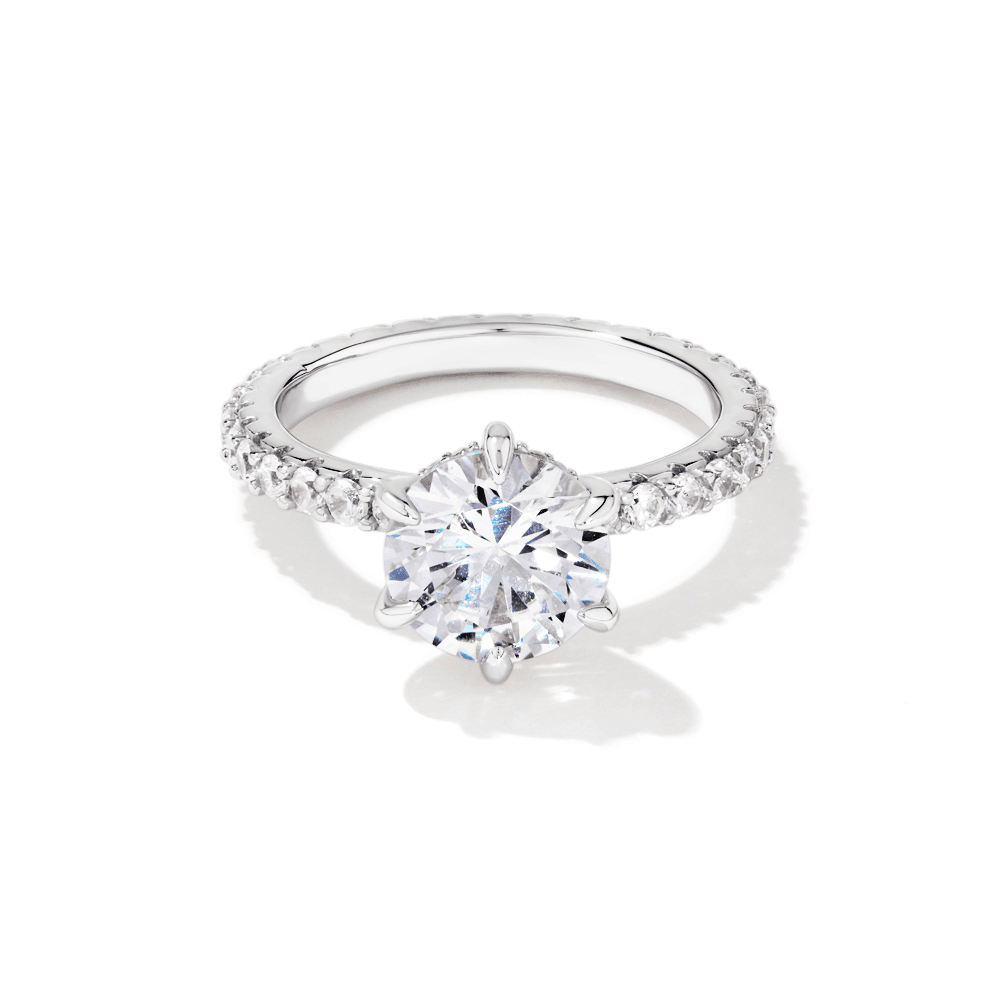 Round Cubic Zirconia Solitaire Eternity Band Ring in Sterling Silver Rings Bevilles 