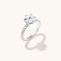 Round Cubic Zirconia Solitaire Eternity Band Ring in Sterling Silver Rings Bevilles 