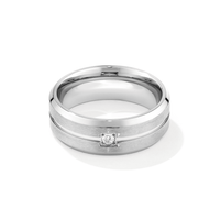 8mm Bevelled Edge Ring with Cubic Zirconia in Stainless Steel Rings Bevilles 
