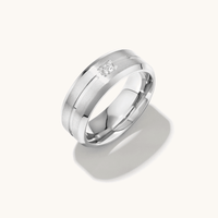 8mm Bevelled Edge Ring with Cubic Zirconia in Stainless Steel Rings Bevilles 