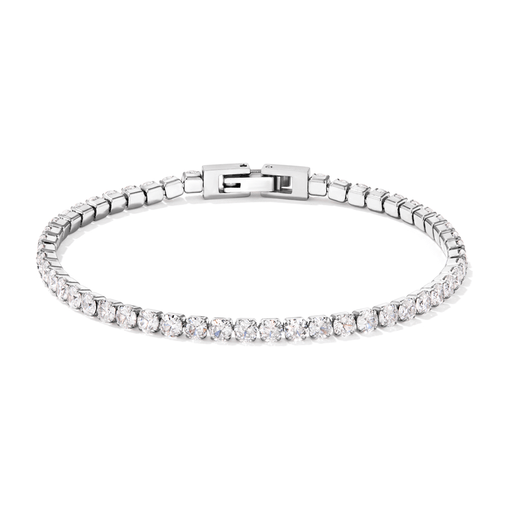 22cm Cubic Zirconia Tennis Bracelet in Stainless Steel Bracelets Bevilles 