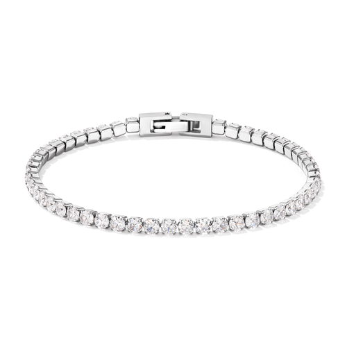 22cm Cubic Zirconia Tennis Bracelet in Stainless Steel Bracelets Bevilles 