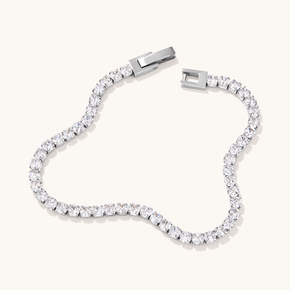 22cm Cubic Zirconia Tennis Bracelet in Stainless Steel Bracelets Bevilles 