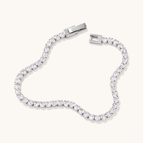 22cm Cubic Zirconia Tennis Bracelet in Stainless Steel Bracelets Bevilles 