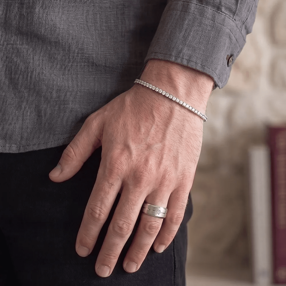 22cm Cubic Zirconia Tennis Bracelet in Stainless Steel Bracelets Bevilles 