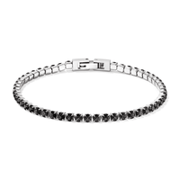 22cm Black Cubic Zirconia Tennis Bracelet in Stainless Steel Bracelets Bevilles 